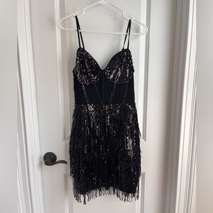 SHEIN Glittering Black Sequin Mini Dress